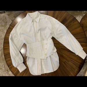 100%Authentic Tibi white satin poplin corset shirt